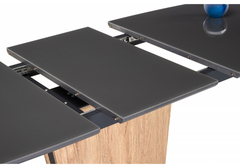 Стол стеклянный Теон дуб антор натуральный / графит (80x76)