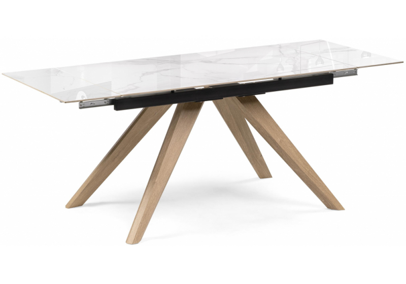 Керамический стол Морсби 140(200)х80х80 statuario cara / дуб монтана (80x80). 